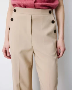 Pantalon tailleur large taille haute beige Alexander