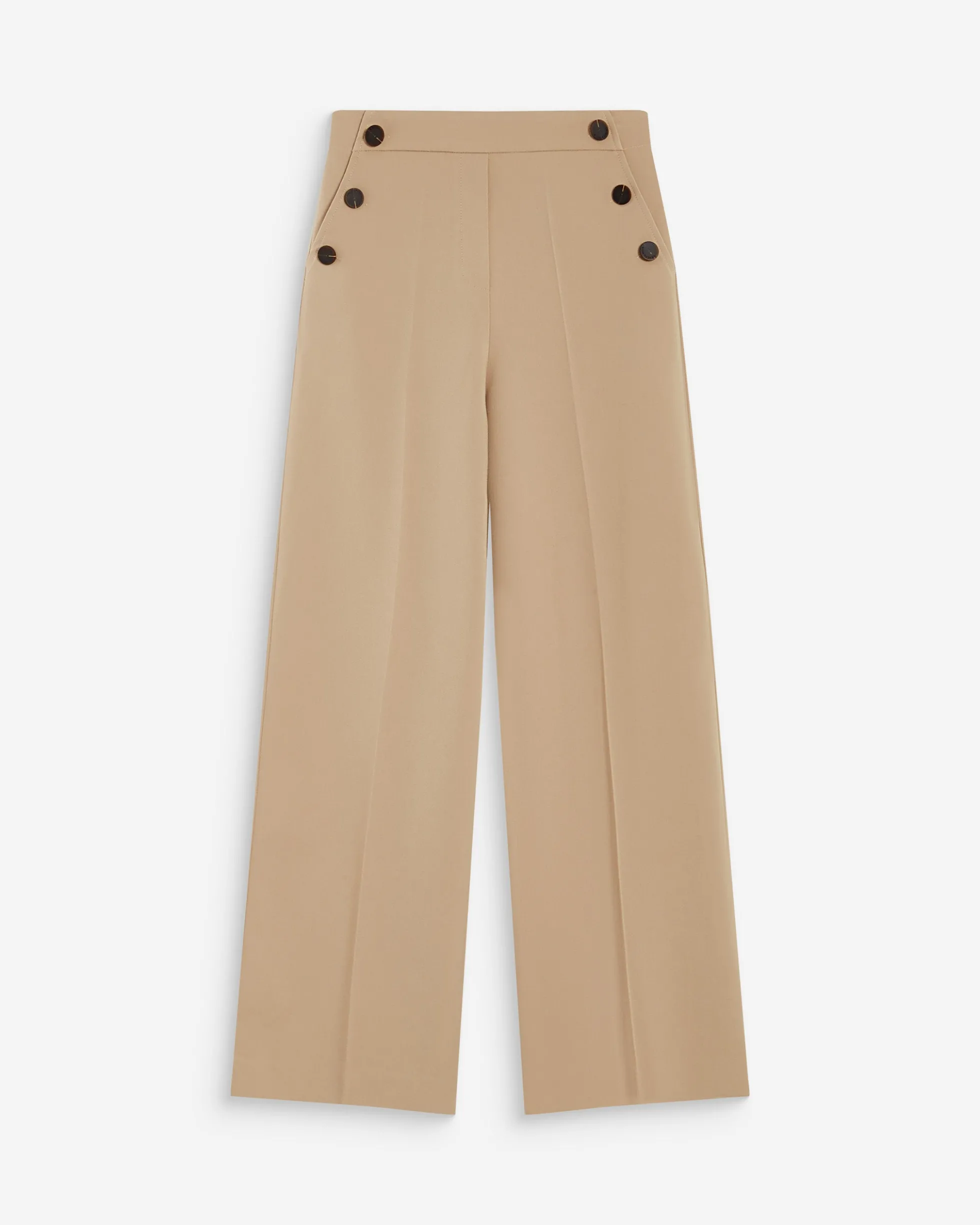 Pantalon tailleur large taille haute beige Alexander