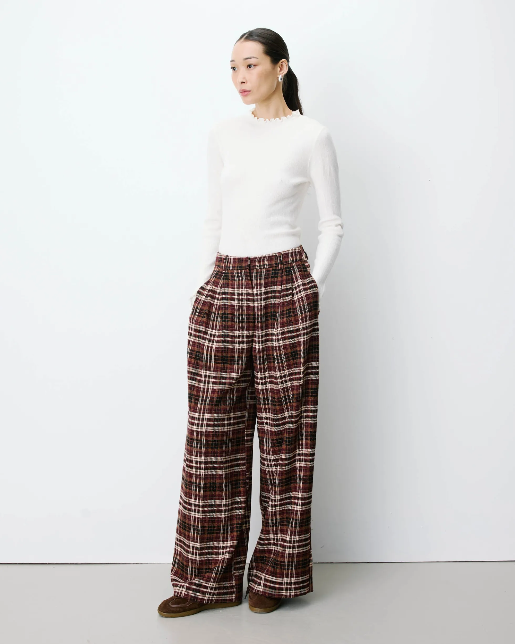 Pantalon tailleur oversize à carreaux cherry Arenzo