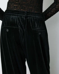 Pantalon tailleur oversize en velours noir Benson