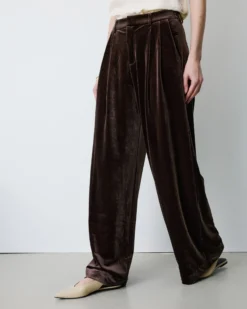 Pantalon tailleur oversize en velours chocolat Benson