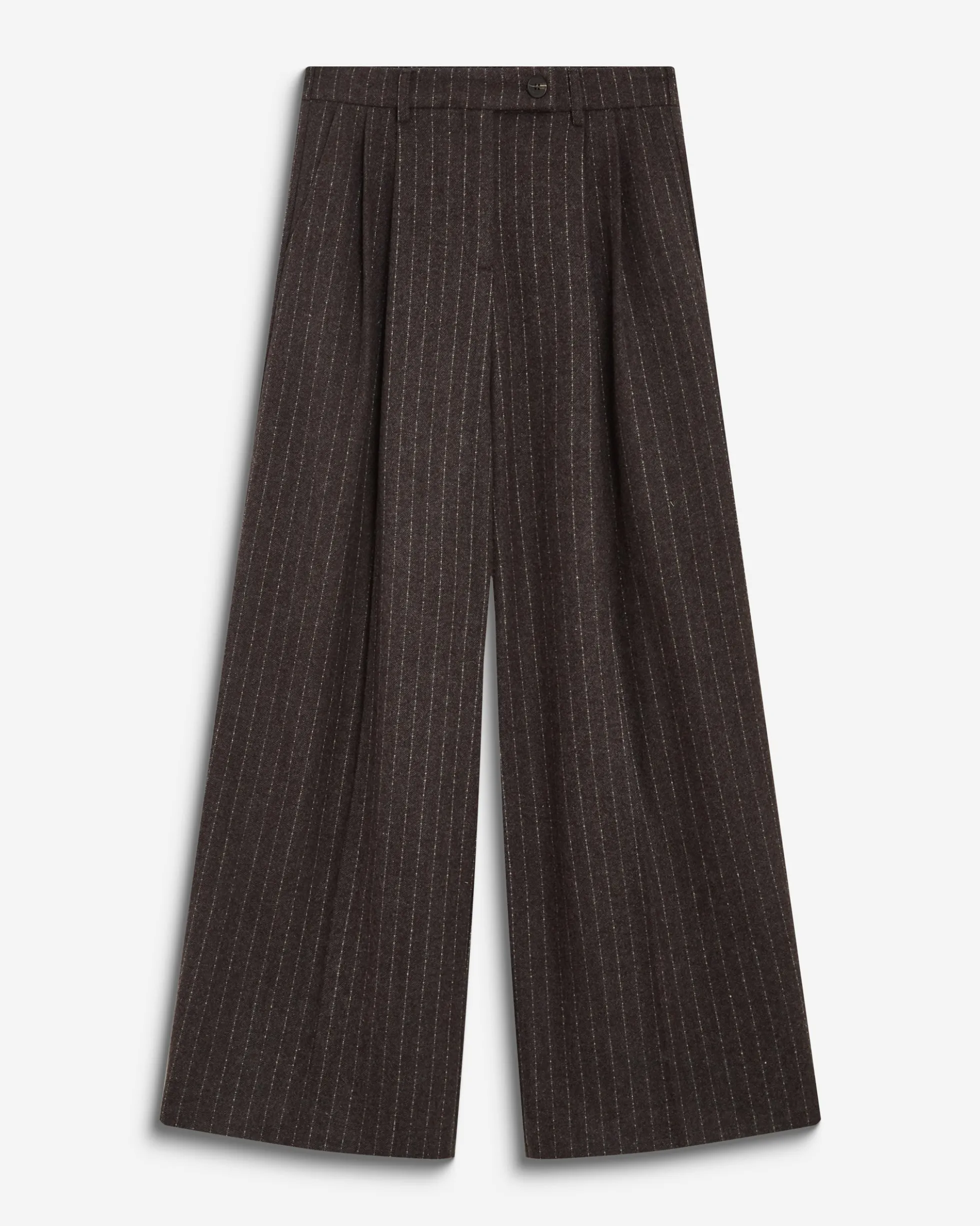 Pantalon tailleur rayé en laine mélangée chocolat Baldwin