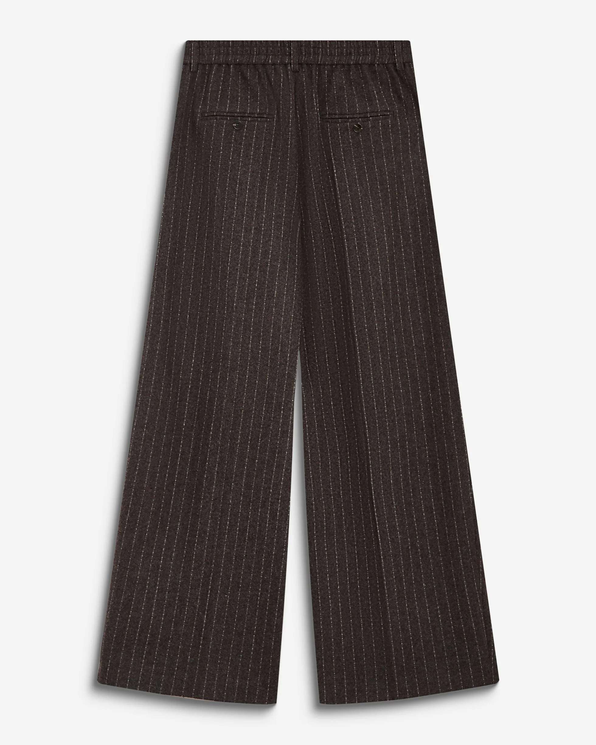Pantalon tailleur rayé en laine mélangée chocolat Baldwin