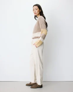 Pantalon velours côtelé taille ajustable ecru Liberty