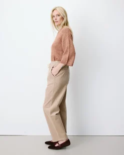 Pantalon velours côtelé taille ajustable beige Liberty