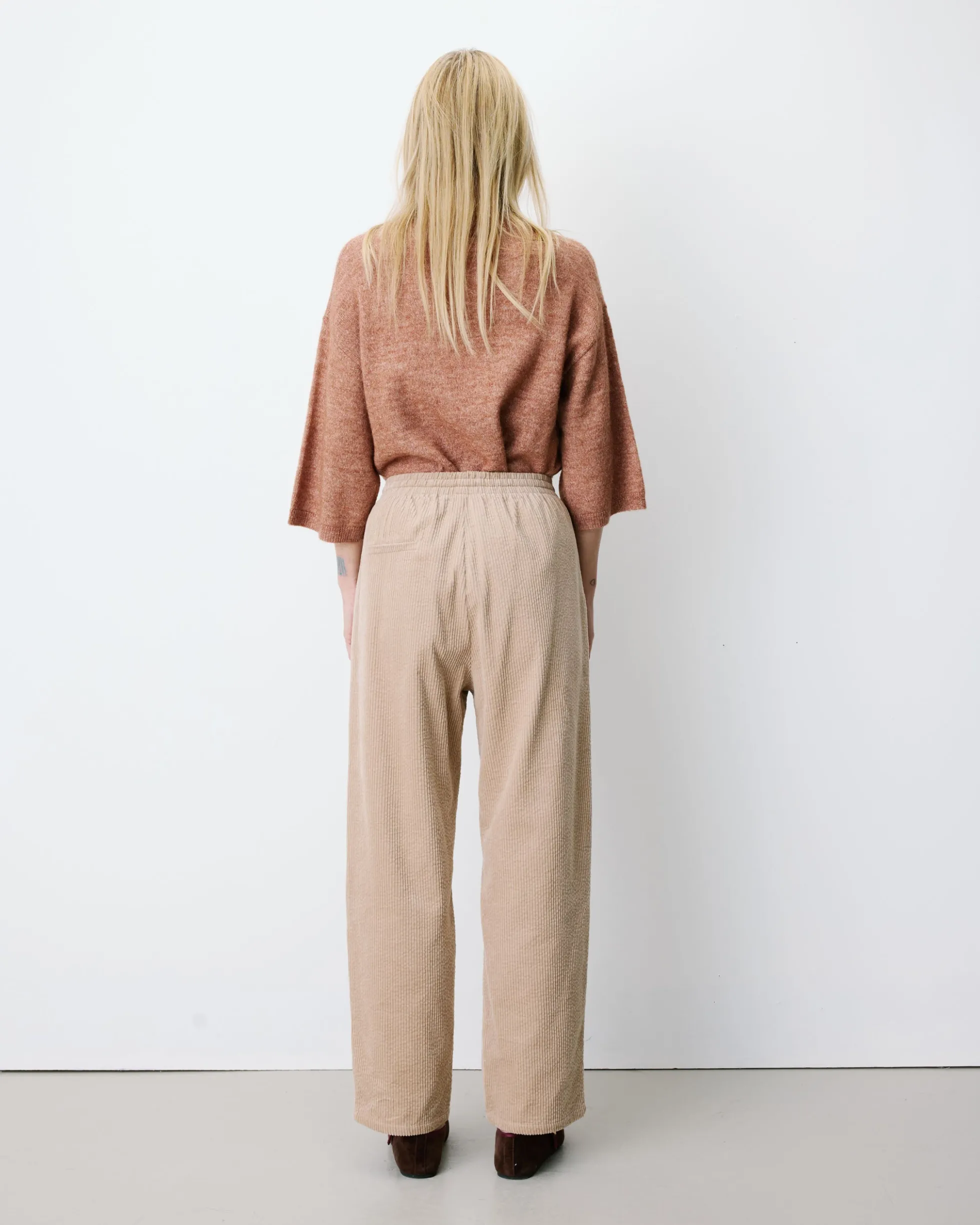 Pantalon velours côtelé taille ajustable beige Liberty