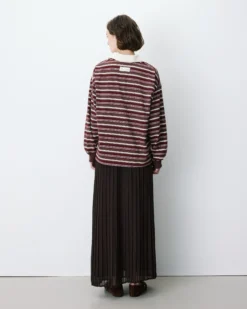 Polo rayé oversize col ouvert chocolat Aron