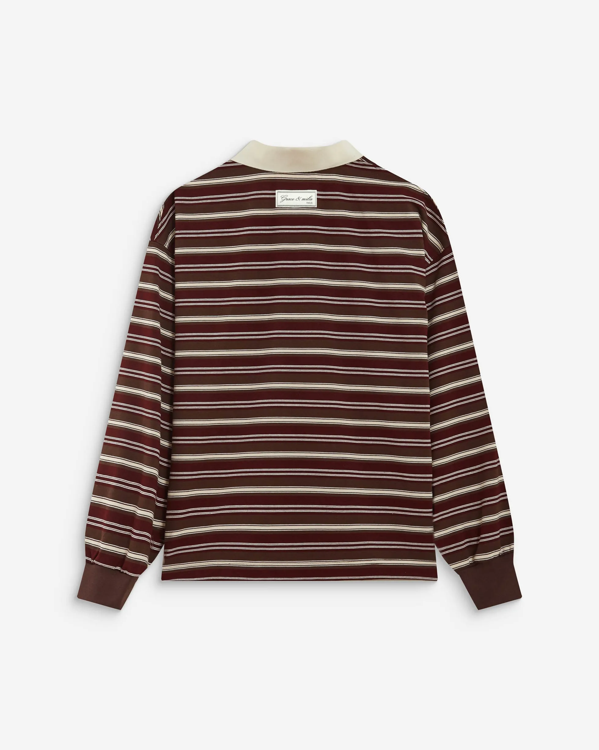 Polo rayé oversize col ouvert chocolat Aron
