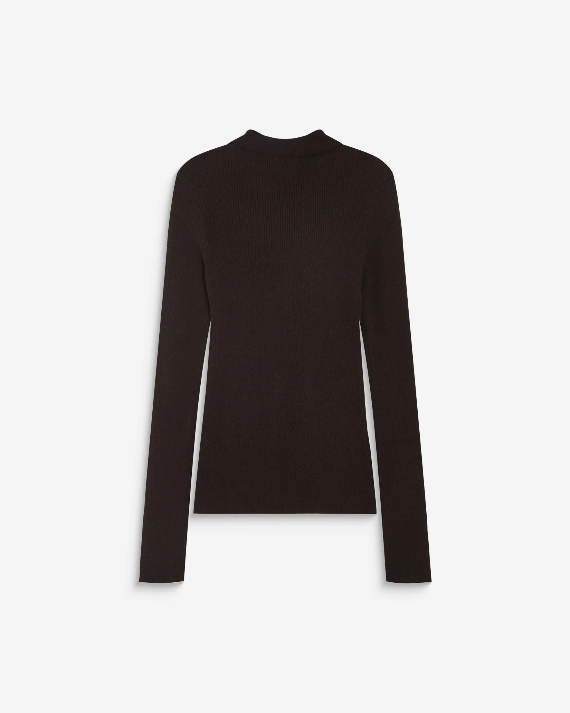 Pull ajusté col polo en maille côtelée chocolat Angelo