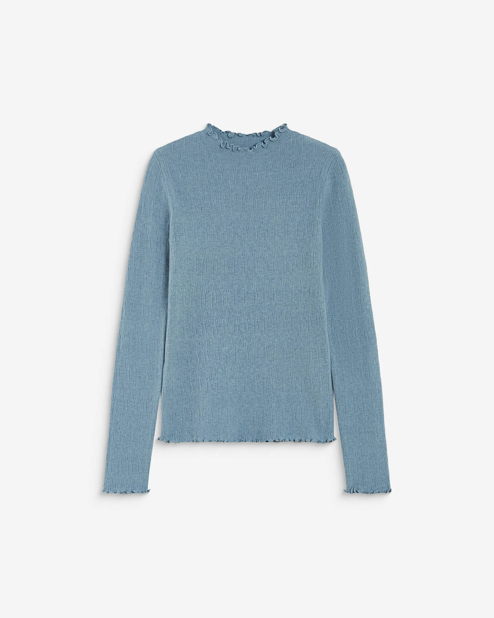 Pull ajusté en maille fine col montant bleuet Alino
