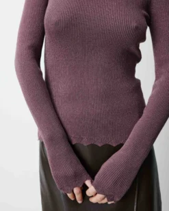 Pull ajusté en maille fine lurex parme Abbott