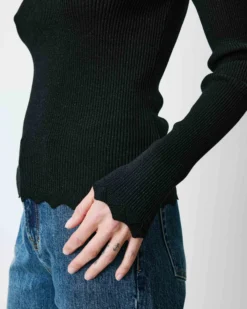 Pull ajusté en maille fine lurex noir Abbott