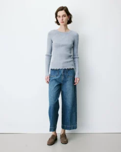 Pull ajusté en maille fine lurex ciel Abbott