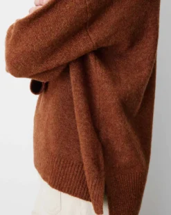 Pull ample col V en maille lurex coffee Salvador
