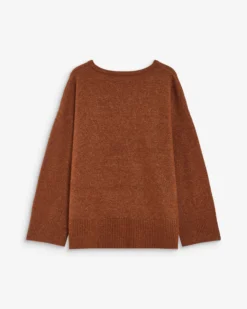 Pull ample col V en maille lurex coffee Salvador
