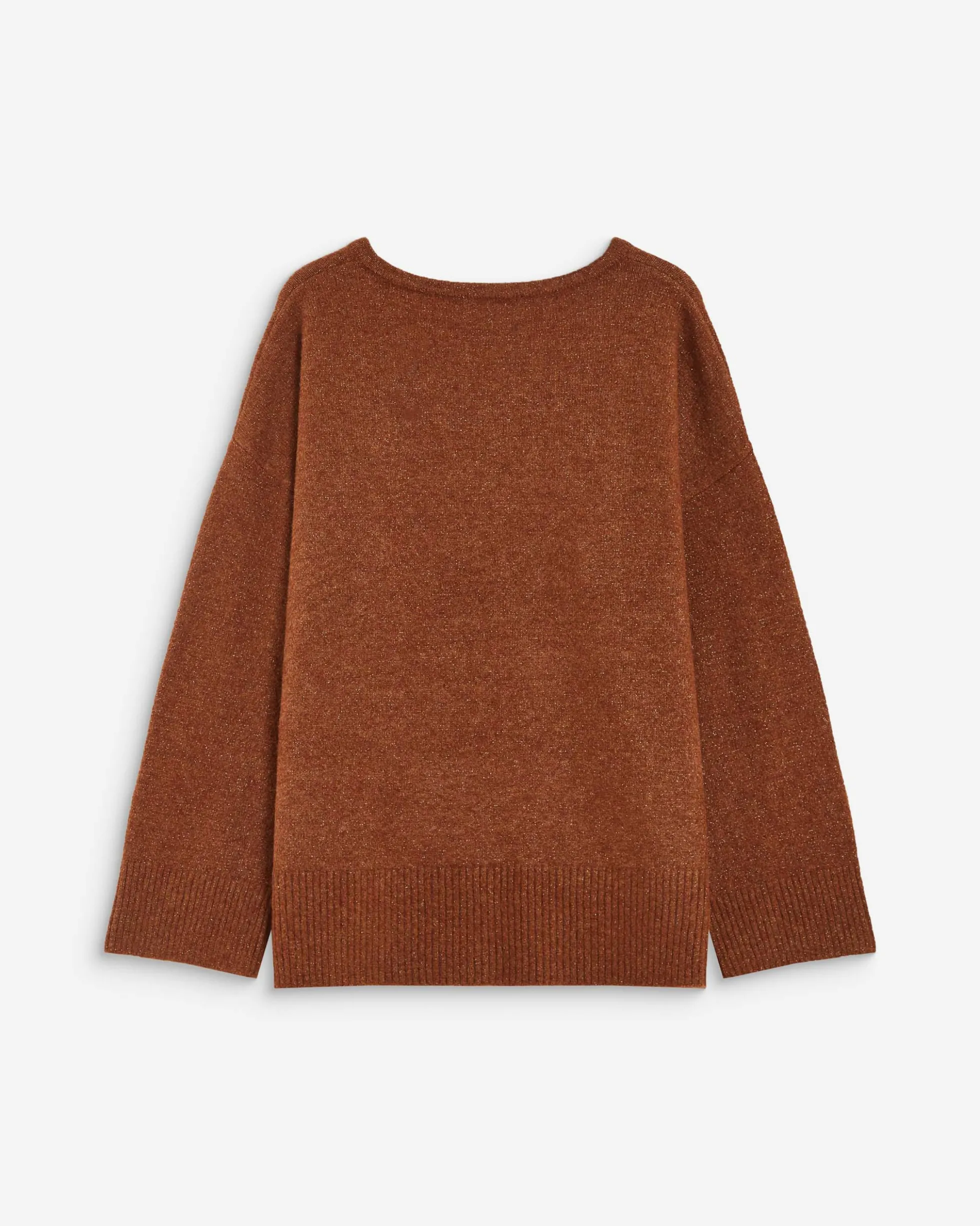 Pull ample col V en maille lurex coffee Salvador