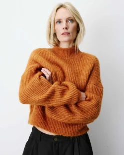 Pull ample en alpaga et laine mélangée camel Agostino