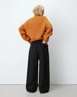 Pull ample en alpaga et laine mélangée camel Agostino