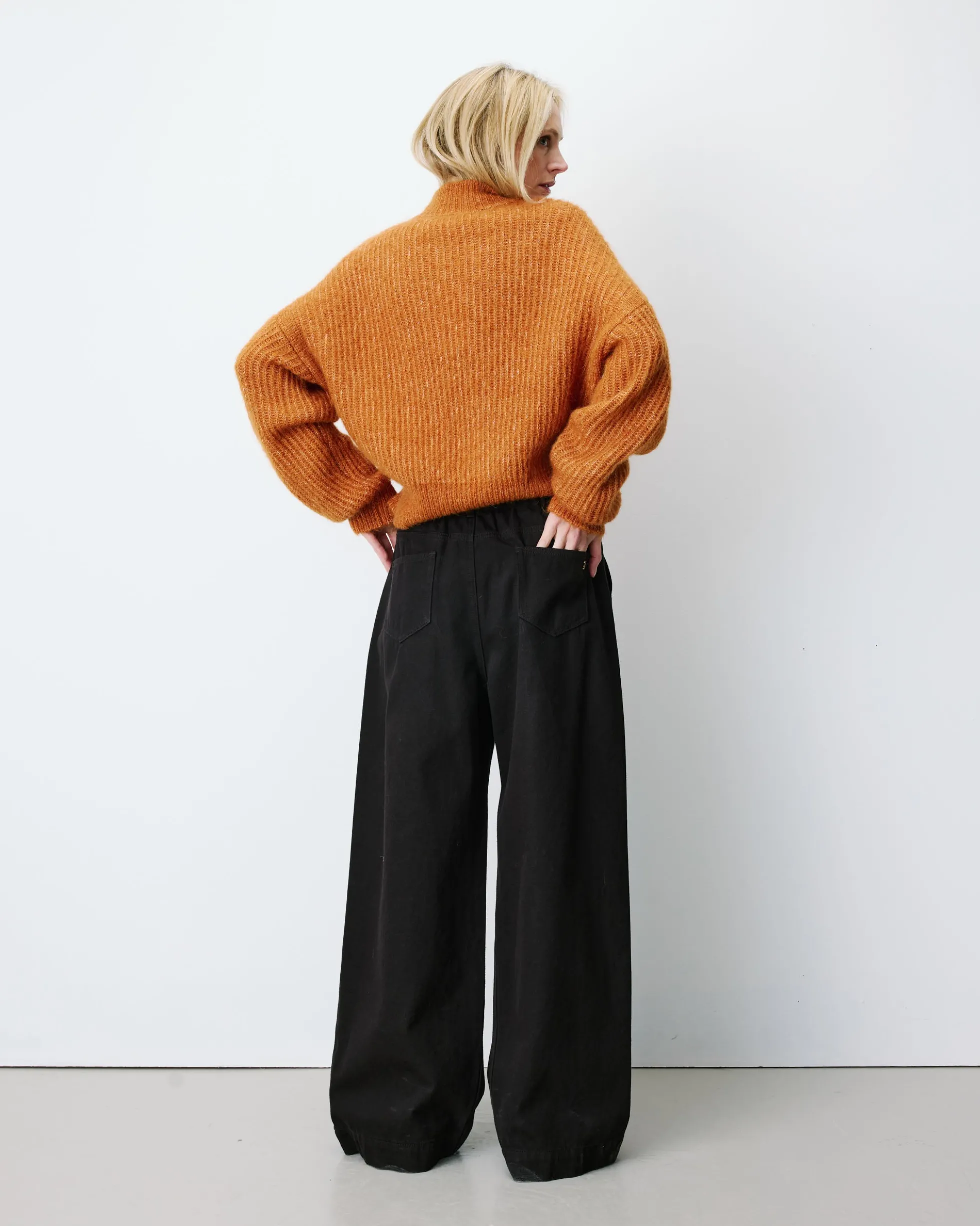 Pull ample en alpaga et laine mélangée camel Agostino
