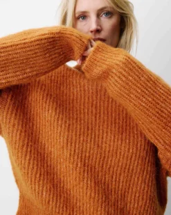 Pull ample en alpaga et laine mélangée camel Agostino