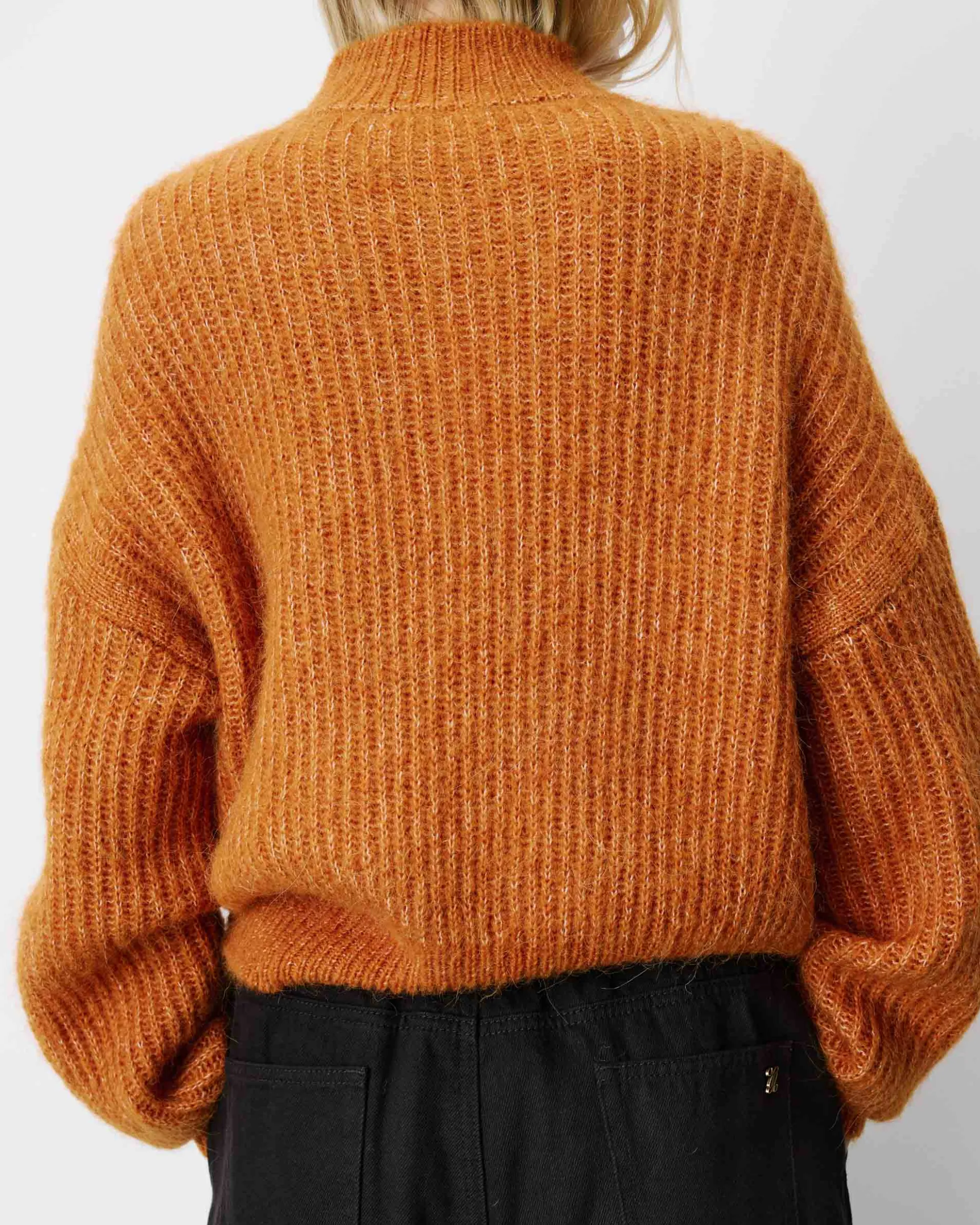 Pull ample en alpaga et laine mélangée camel Agostino