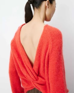 Pull ample en maille dos nu croisé sanguine Anthemis