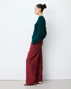 Pull ample en maille dos nu croisé emeraude Anthemis