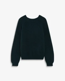 Pull ample en maille dos nu croisé emeraude Anthemis
