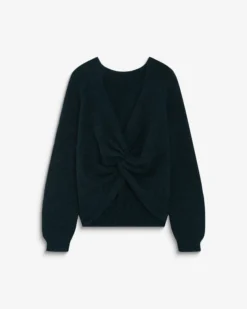Pull ample en maille dos nu croisé emeraude Anthemis