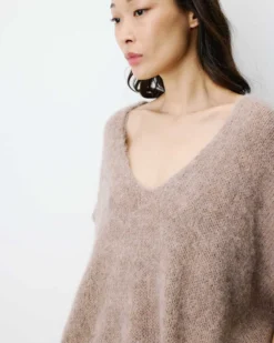 Pull ample sans manches en alpaga mélangé mocha Atticus
