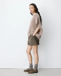 Pull ample sans manches en alpaga mélangé mocha Atticus