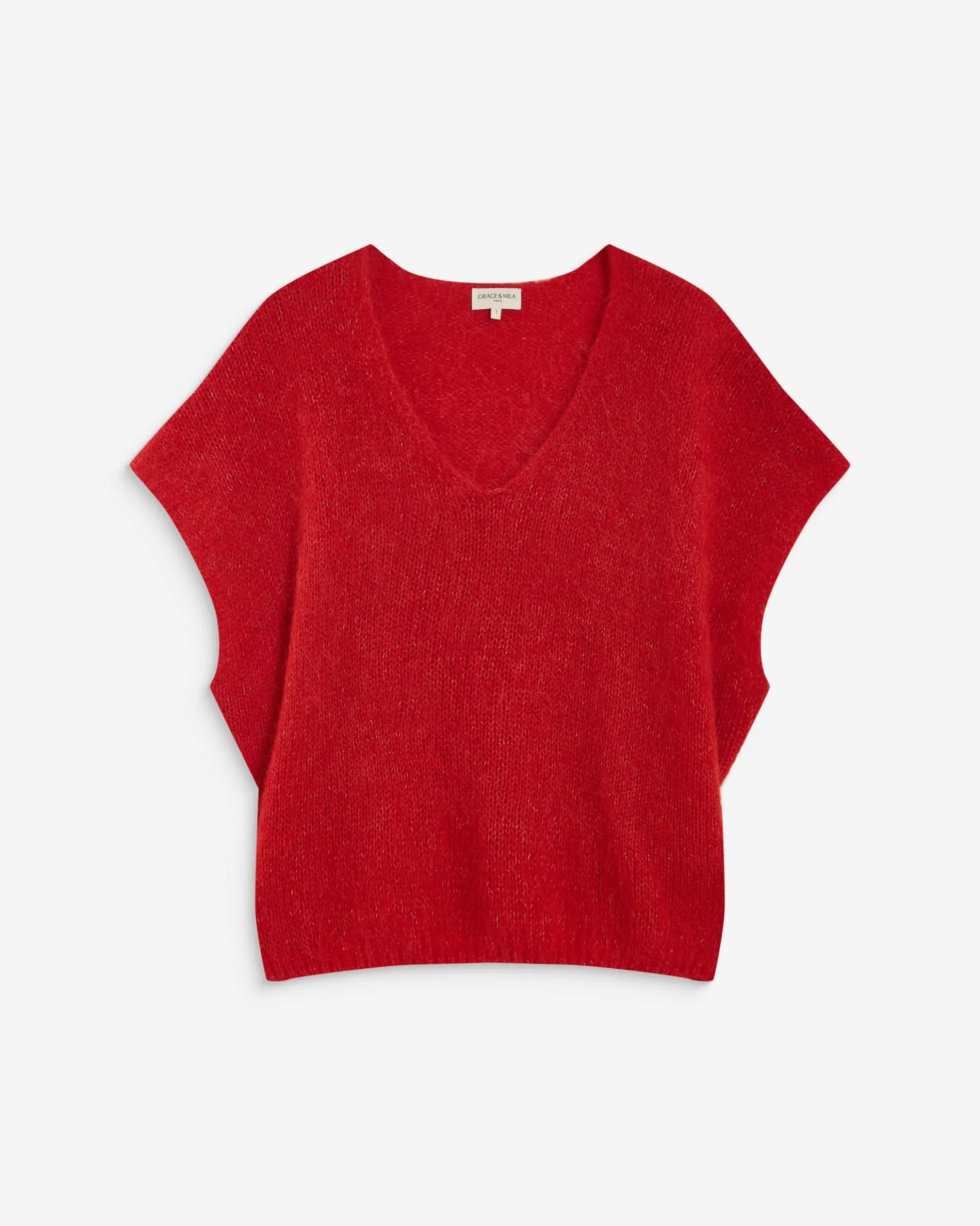 Pull ample sans manches en alpaga mélangé rouge Atticus