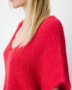 Pull ample sans manches en alpaga mélangé rouge Atticus