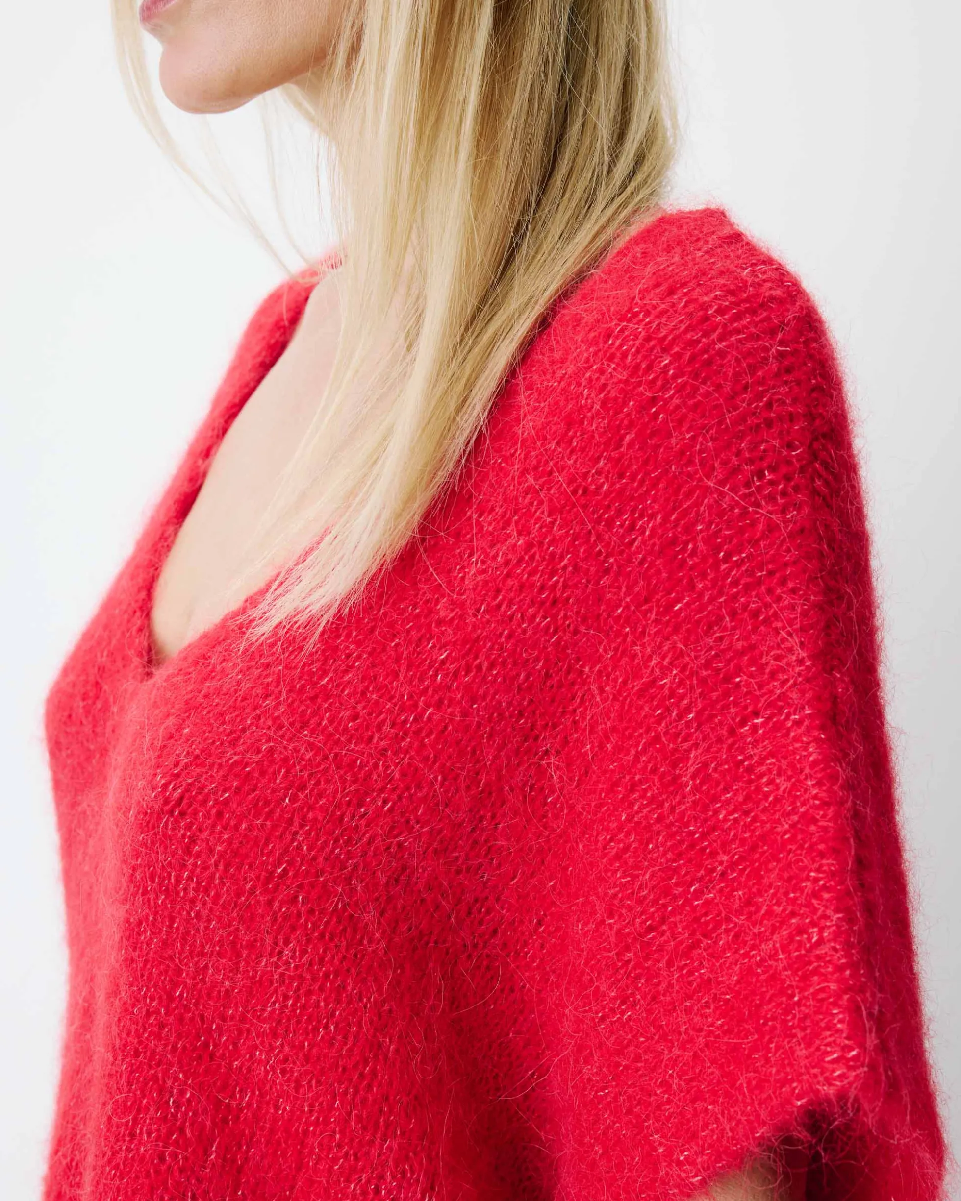 Pull ample sans manches en alpaga mélangé rouge Atticus