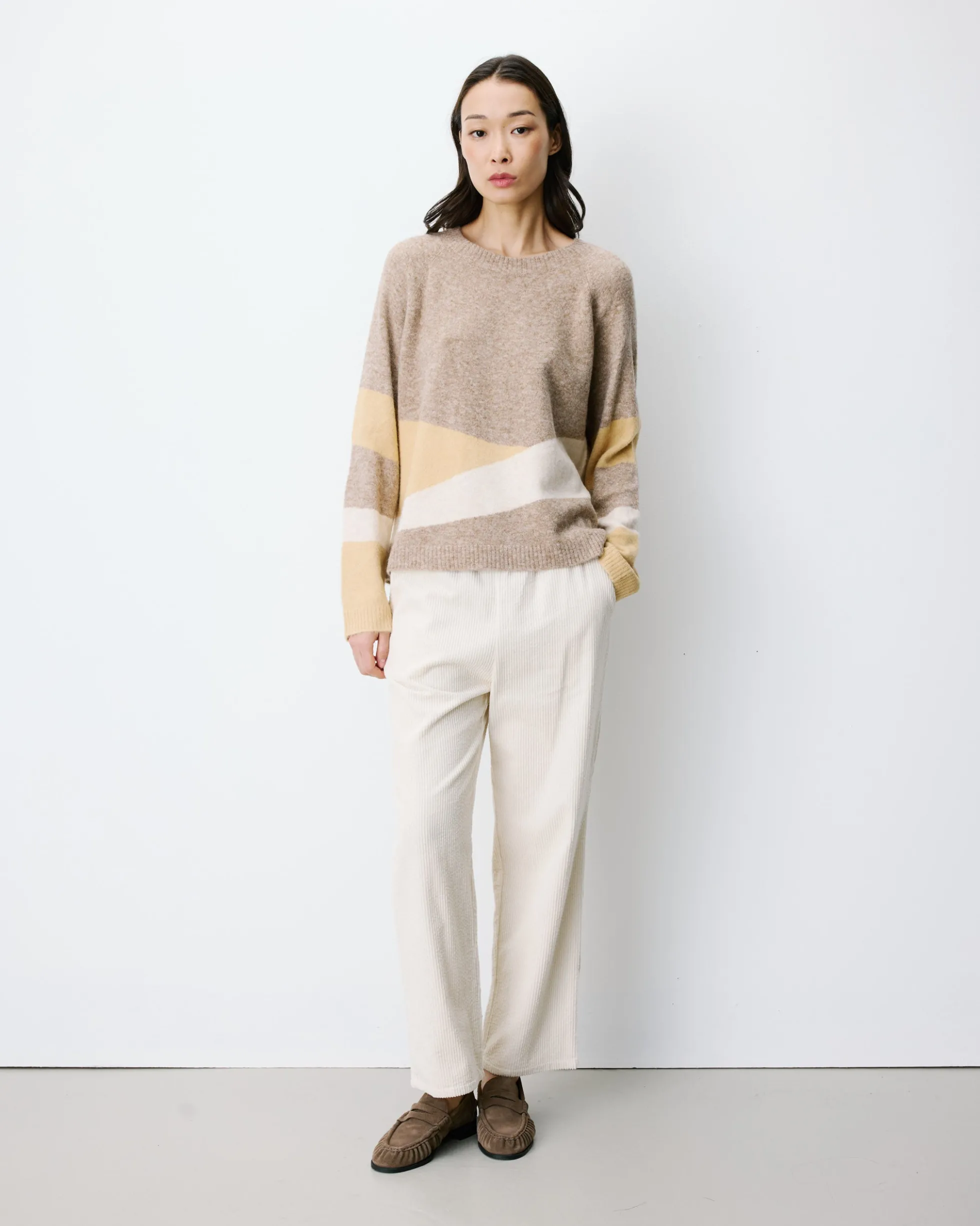 Pull col rond en maille à motif mocha Arlo