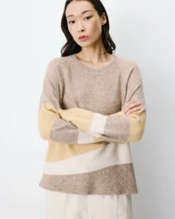 Pull col rond en maille à motif mocha Arlo