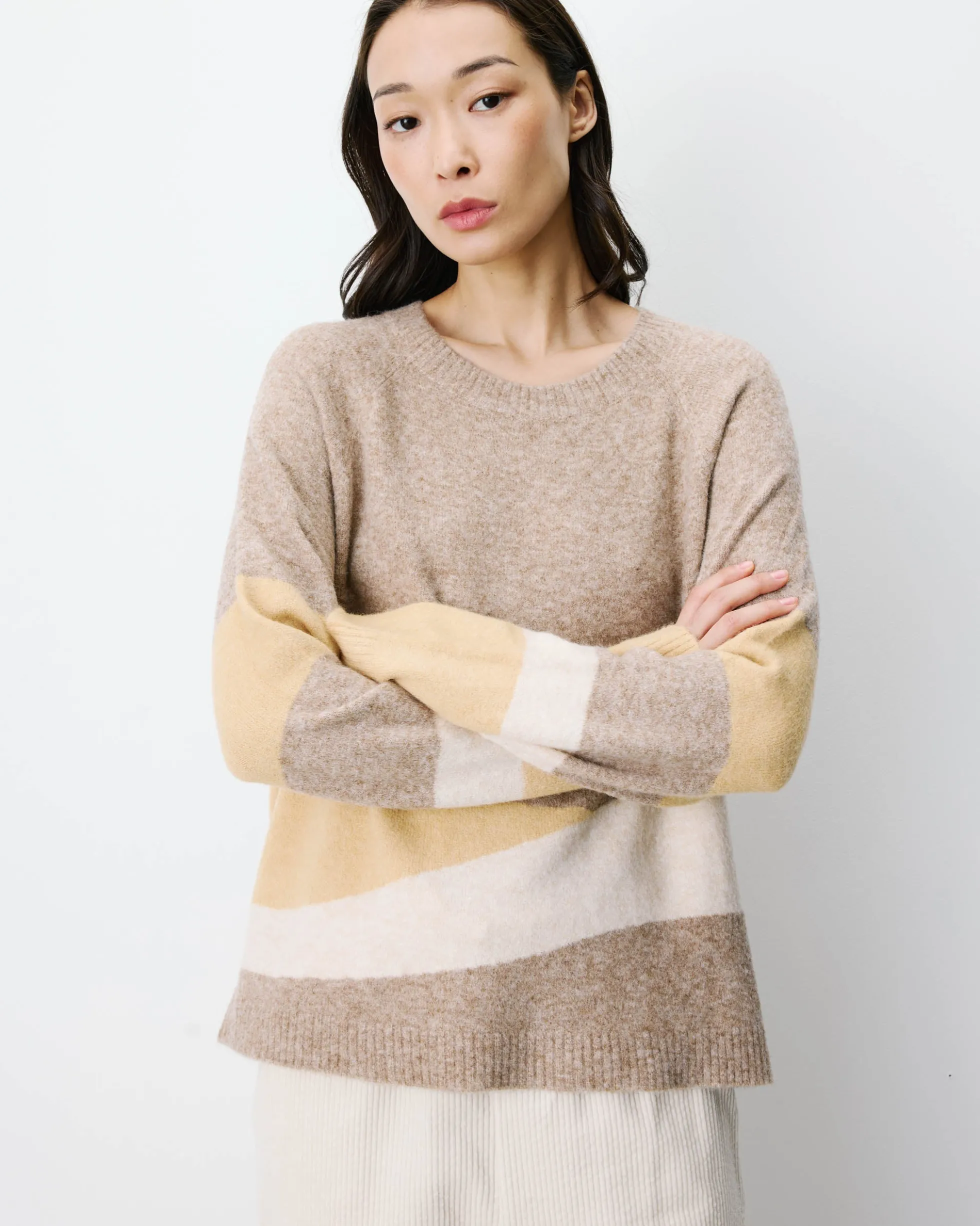 Pull col rond en maille à motif mocha Arlo