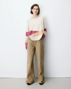 Pull col rond en maille à motif sable Arlo