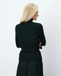 Pull col roulé ajusté en maille fine noir Alfred