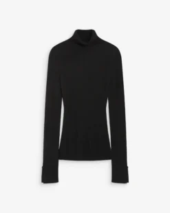 Pull col roulé ajusté en maille fine noir Alfred
