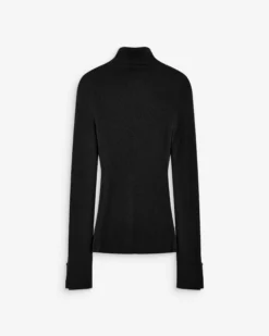Pull col roulé ajusté en maille fine noir Alfred