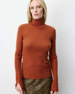 Pull col roulé ajusté en maille fine coffee Alfred