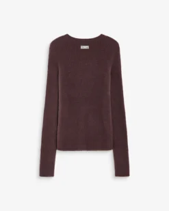 Pull doux près du corps col rond aubergine Auryn