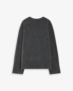 Pull droit col rond à inscription brodée anthracite Aubin