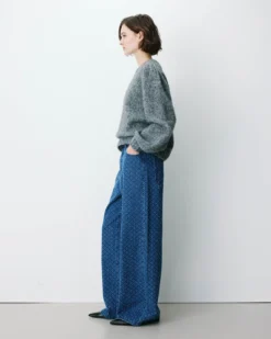 Pull en maille col rond épaules froncées anthracite Antoine