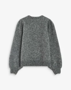 Pull en maille col rond épaules froncées anthracite Antoine