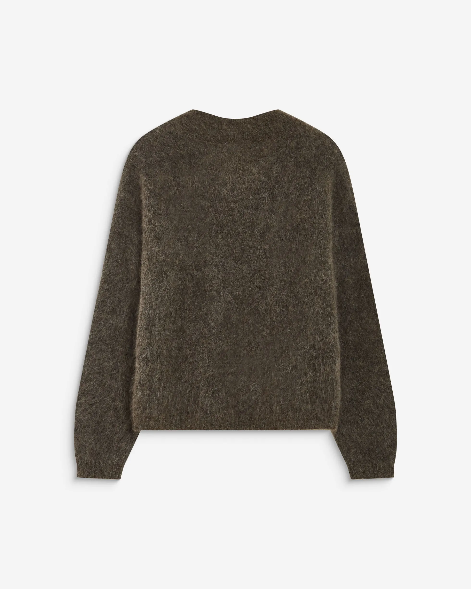 Pull large doux en mohair mélangé col V taupe Adorable