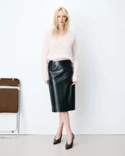 Pull large doux en mohair mélangé col V nude Adorable