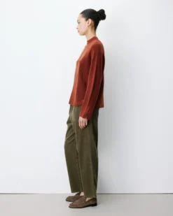 Pull large en maille jersey col montant terracotta Adelice