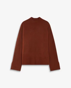Pull large en maille jersey col montant terracotta Adelice